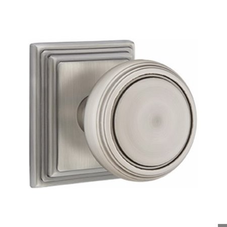 EMTEK Norwich Knob 2-3/8 in Backset Passage with Wilshire Rose for 1-1/4 in to 2 in Door Pewter Finish 8161NWUS15A